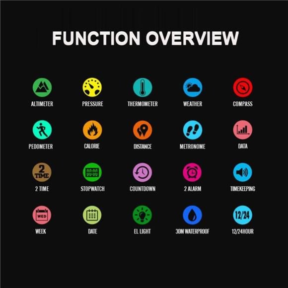 Watch Compass, Altimeter Barometer Thermometer Temperature, Pedometer Watch - Picture 2 of 7